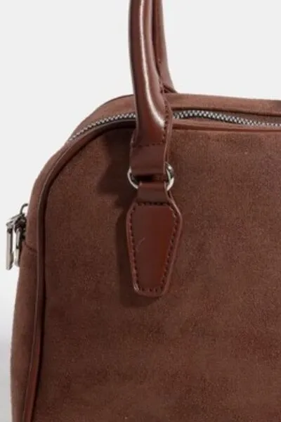 Vegan Leather Handle Boxy Handbag