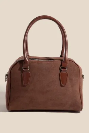 Vegan Leather Handle Boxy Handbag