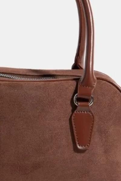 Vegan Leather Handle Boxy Handbag