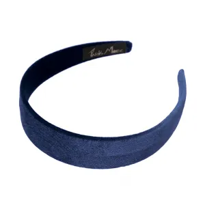 Velvet 3 cm Flat Navy Headband