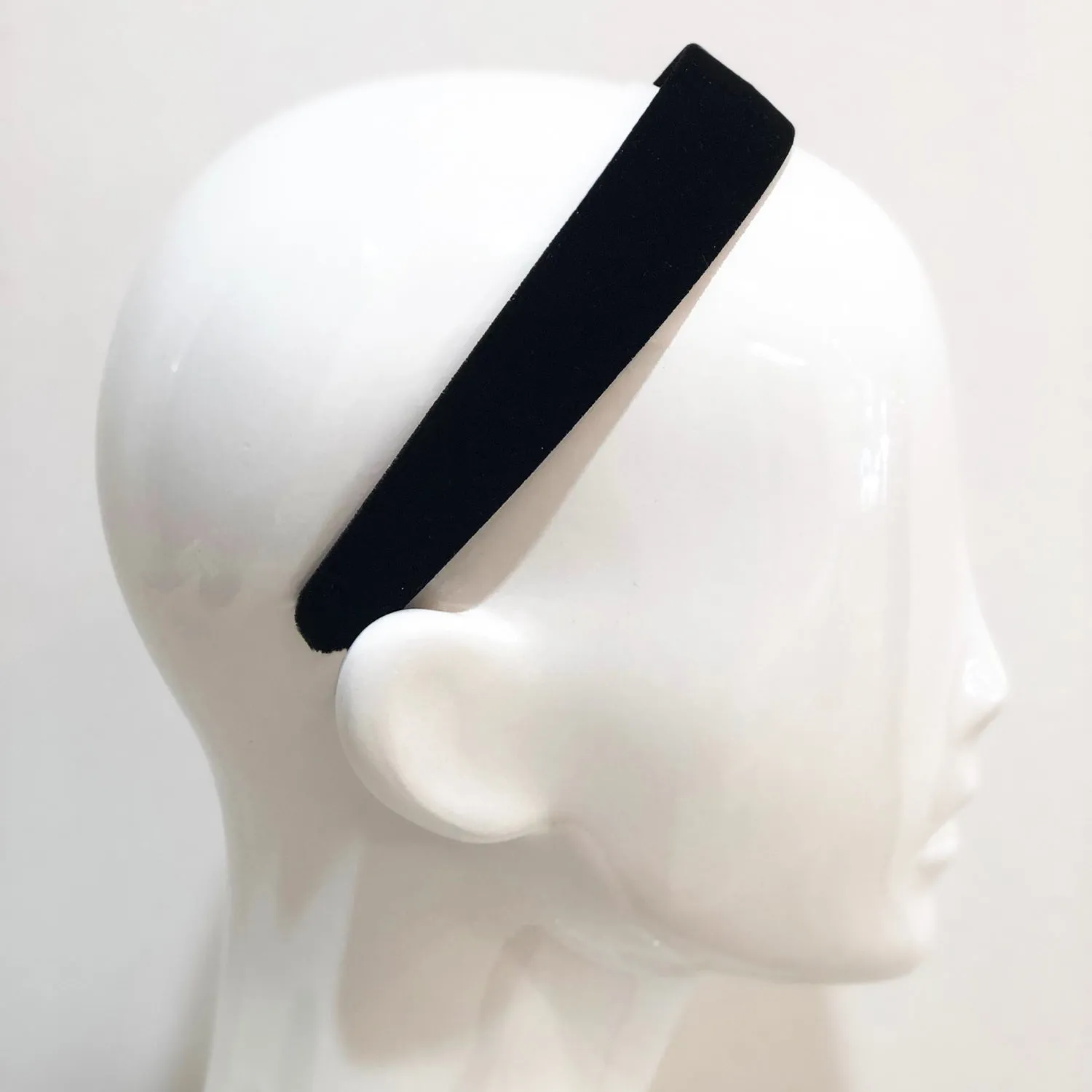 Velvet 3 cm Flat Navy Headband