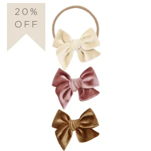 Velvet Bow 3 Pack: Rose Headbands