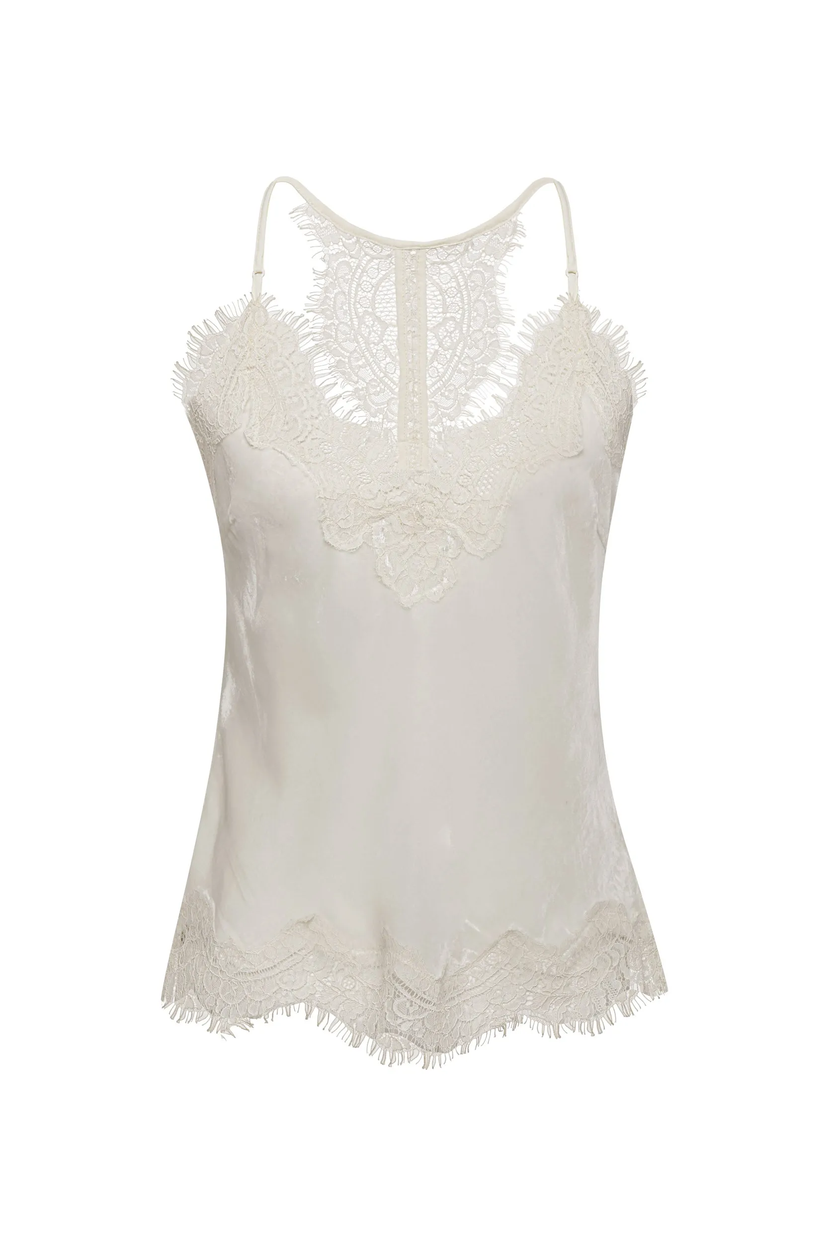 Velvet Cropped Lace Cami Dove