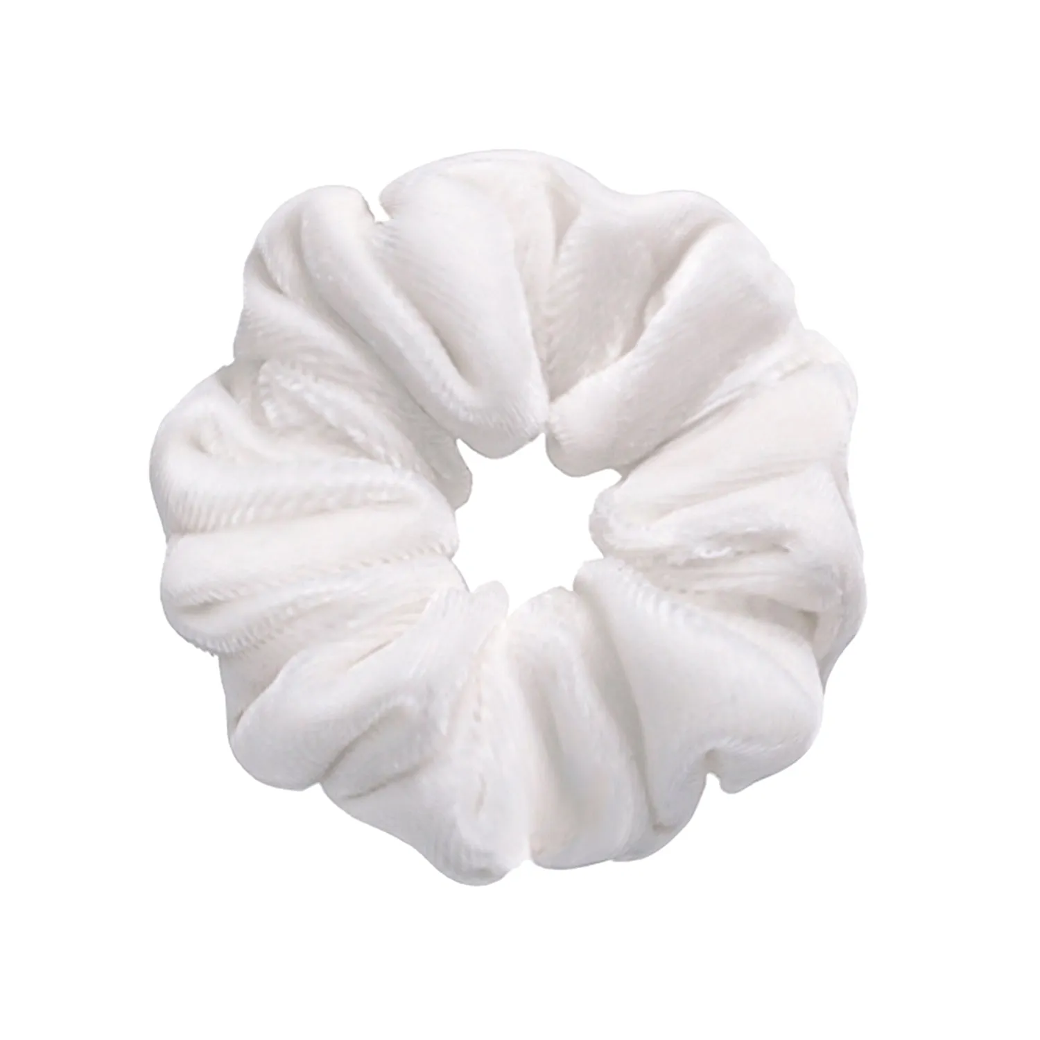 Velvet Medium White Scrunchie