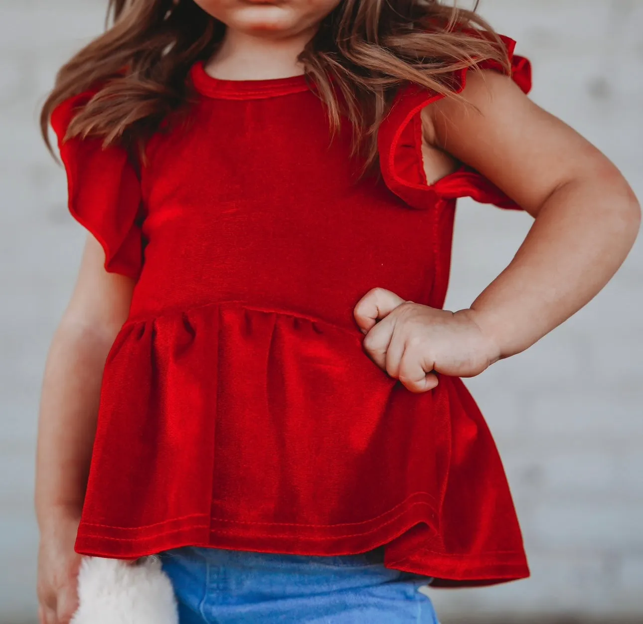 velvet peplum - red