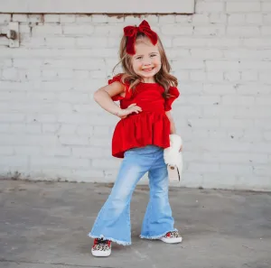 velvet peplum - red