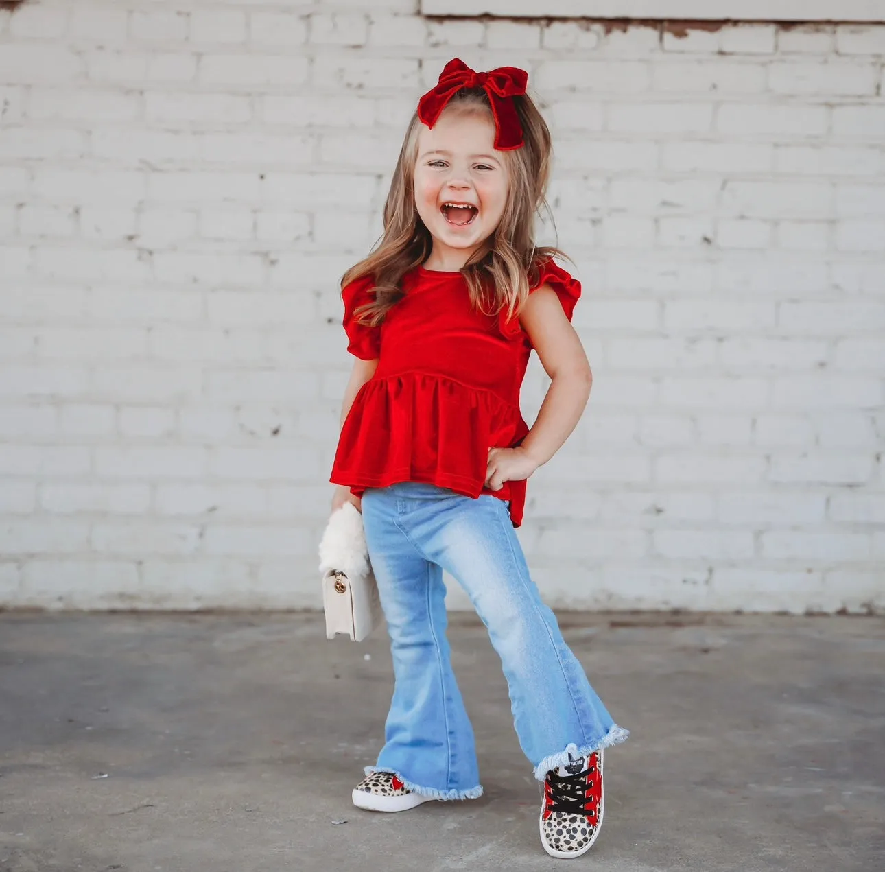 velvet peplum - red