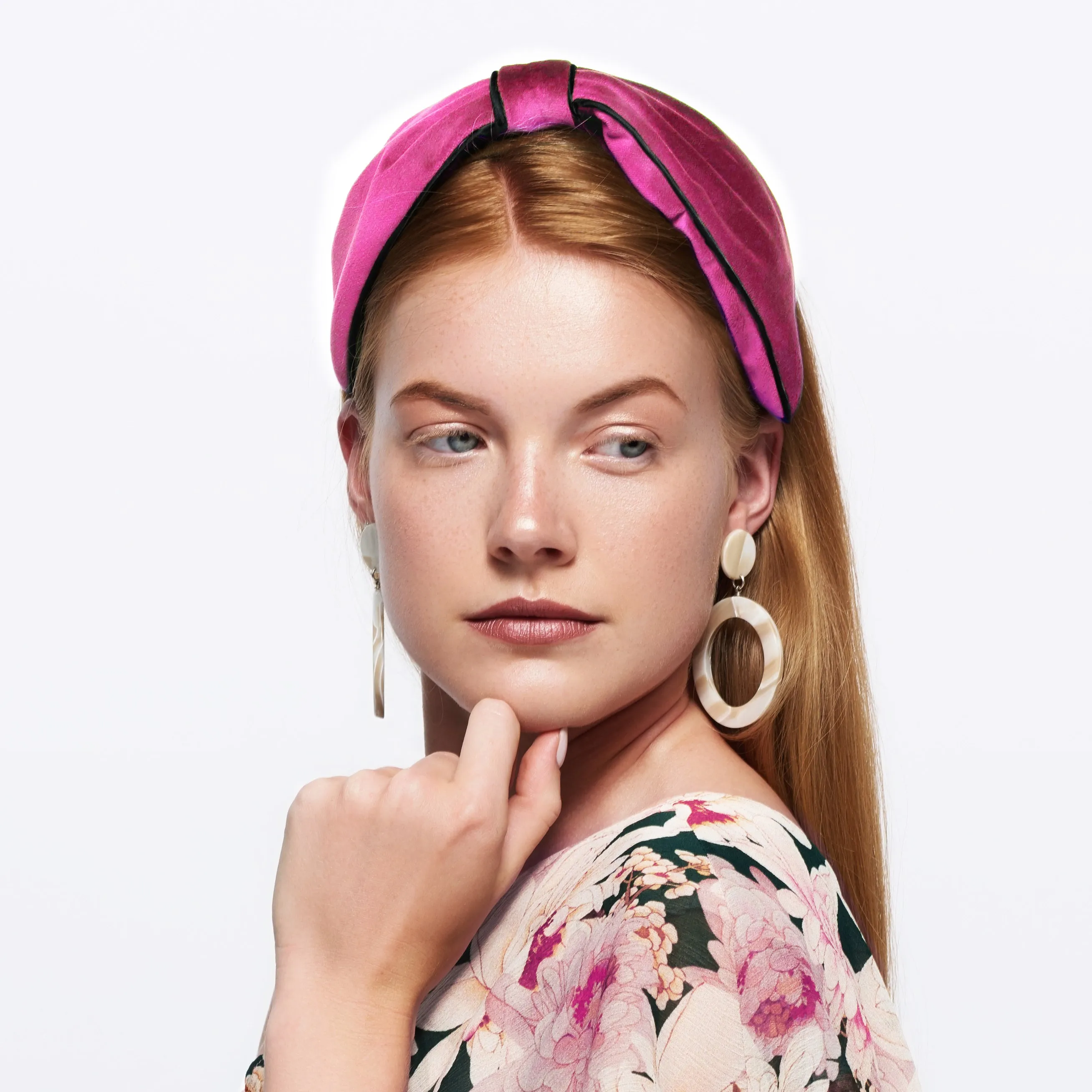 Velvet Piping Fuchsia Headband