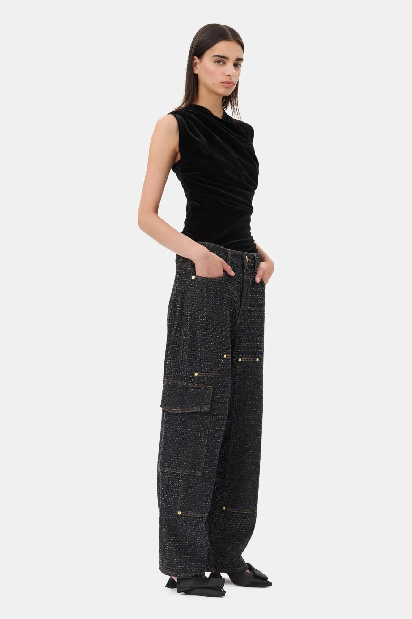 Velvet Ruched Top | Black
