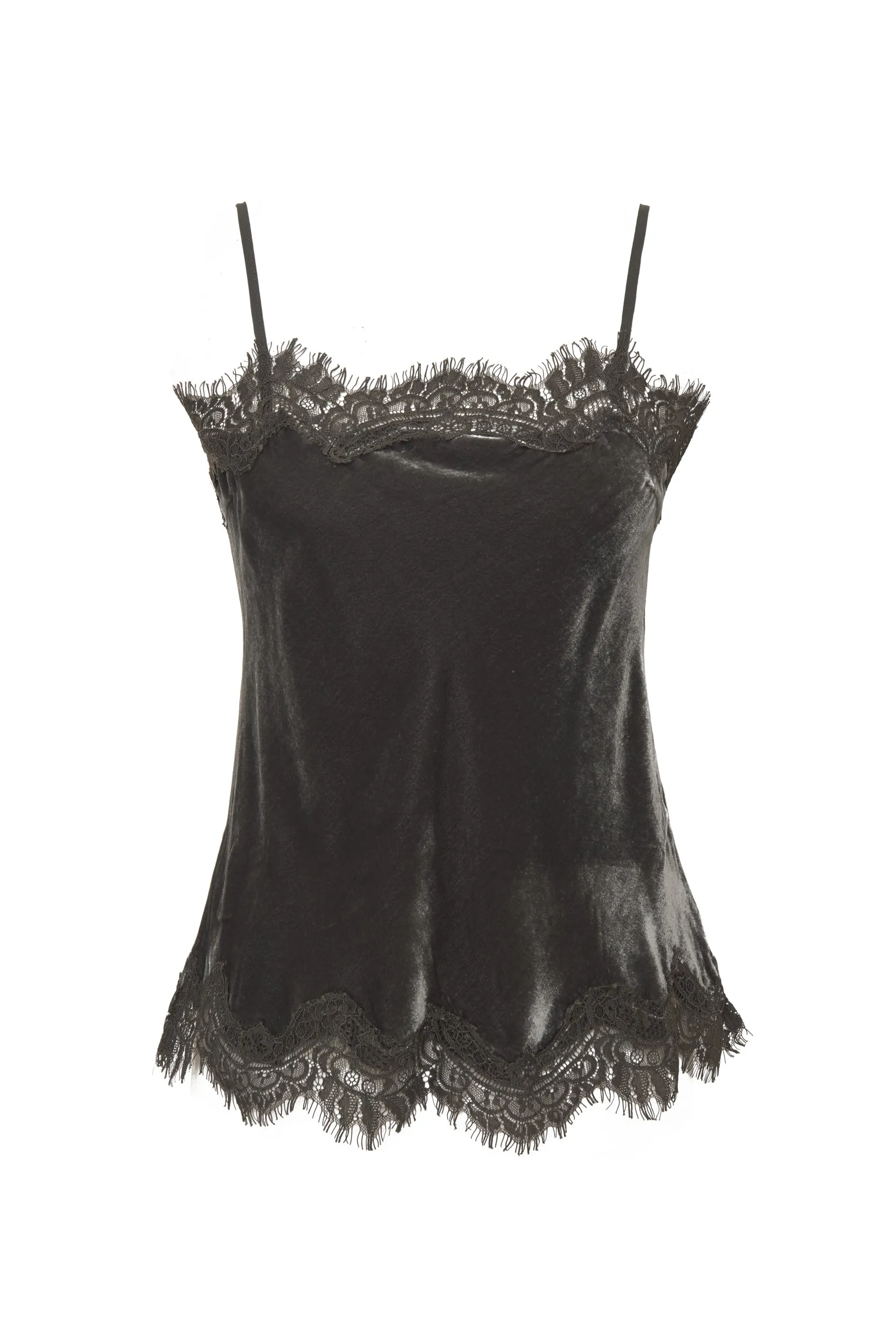 Velvet Straight Cami Dark Grey