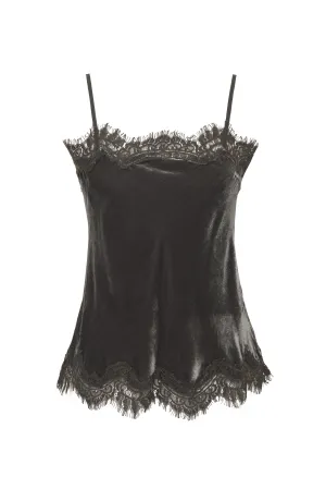 Velvet Straight Cami Dark Grey