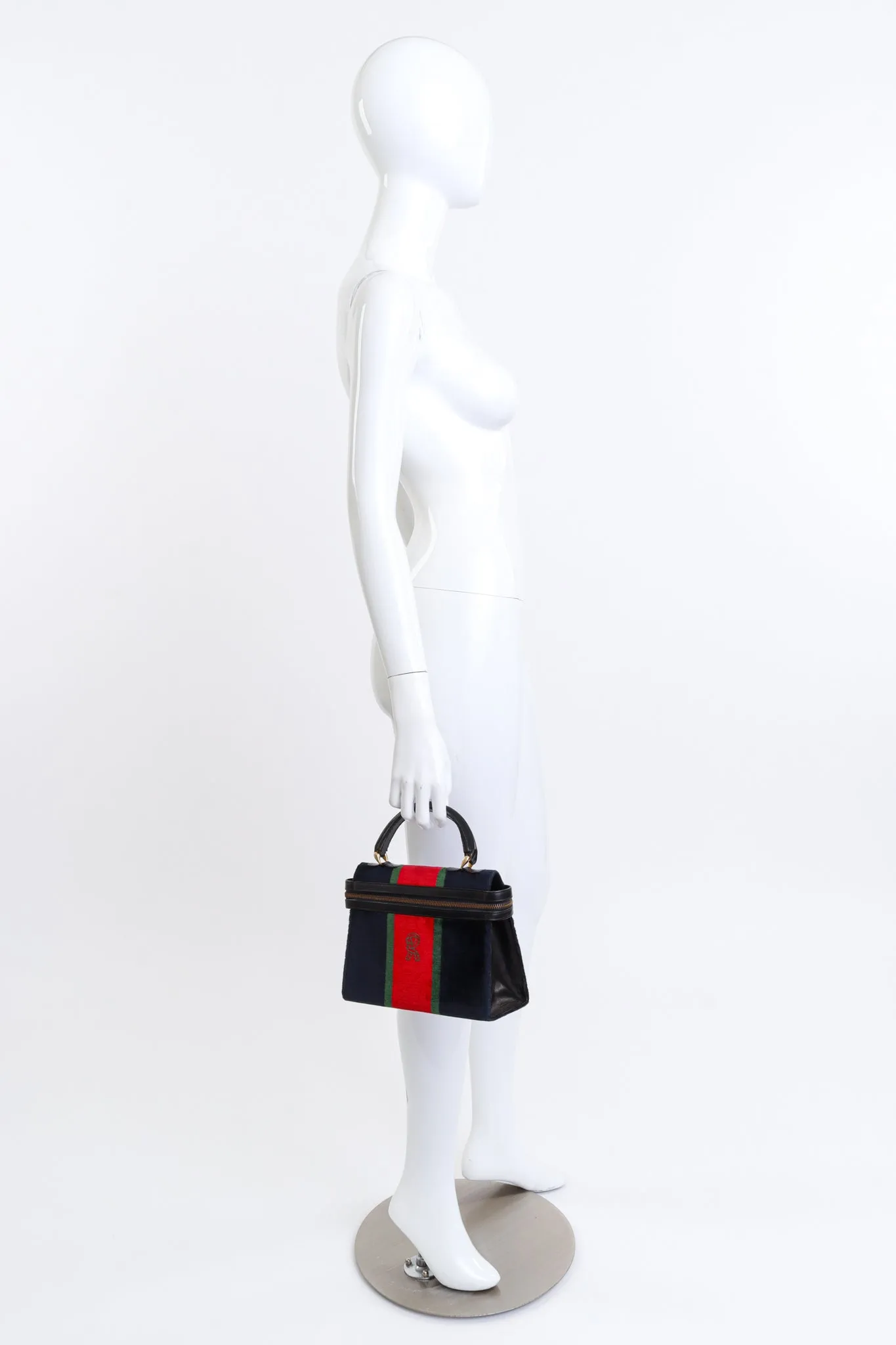 Velvet Stripe Zip-Around Handbag