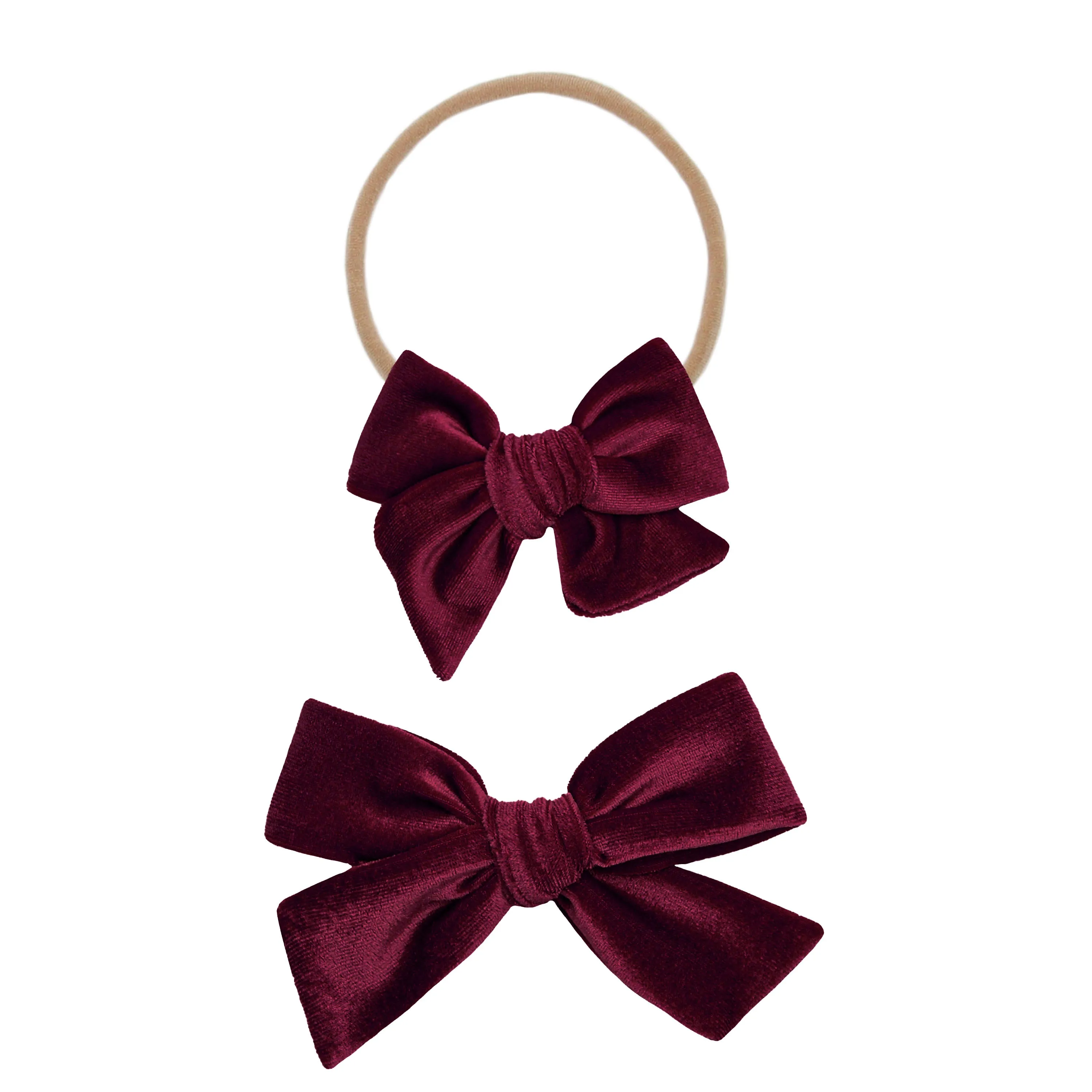 Velvet - Wine Bow Headband