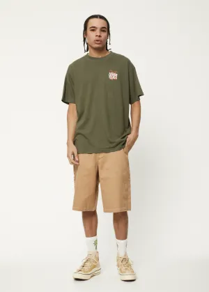 Vibrations  - Hemp Boxy Graphic T-Shirt - Cypress