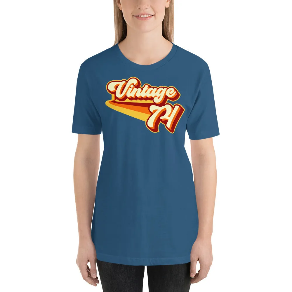 Vintage 1974 Warm Retro Lines SLIM FIT Short-Sleeve Unisex T-Shirt