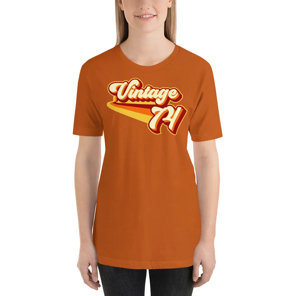 Vintage 1974 Warm Retro Lines SLIM FIT Short-Sleeve Unisex T-Shirt
