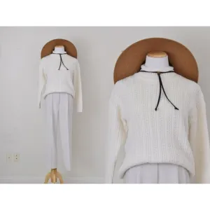 Vintage 90s High-neck Acrylic Snowflake  Sweater size M
