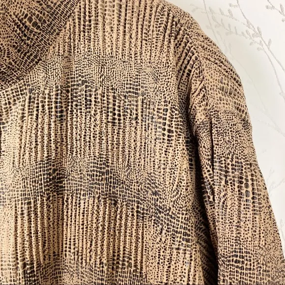 VINTAGE A.D.S. Faux Animal Print Metallic MicroPleated Jacket Coat Large