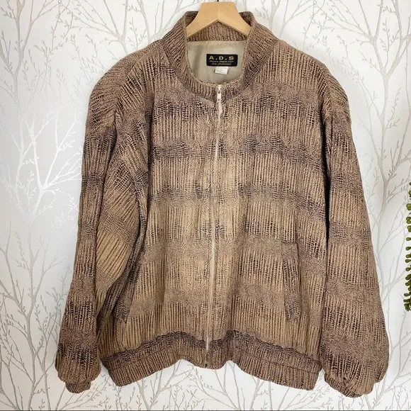 VINTAGE A.D.S. Faux Animal Print Metallic MicroPleated Jacket Coat Large