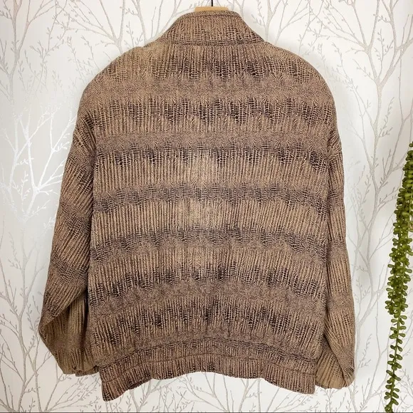 VINTAGE A.D.S. Faux Animal Print Metallic MicroPleated Jacket Coat Large