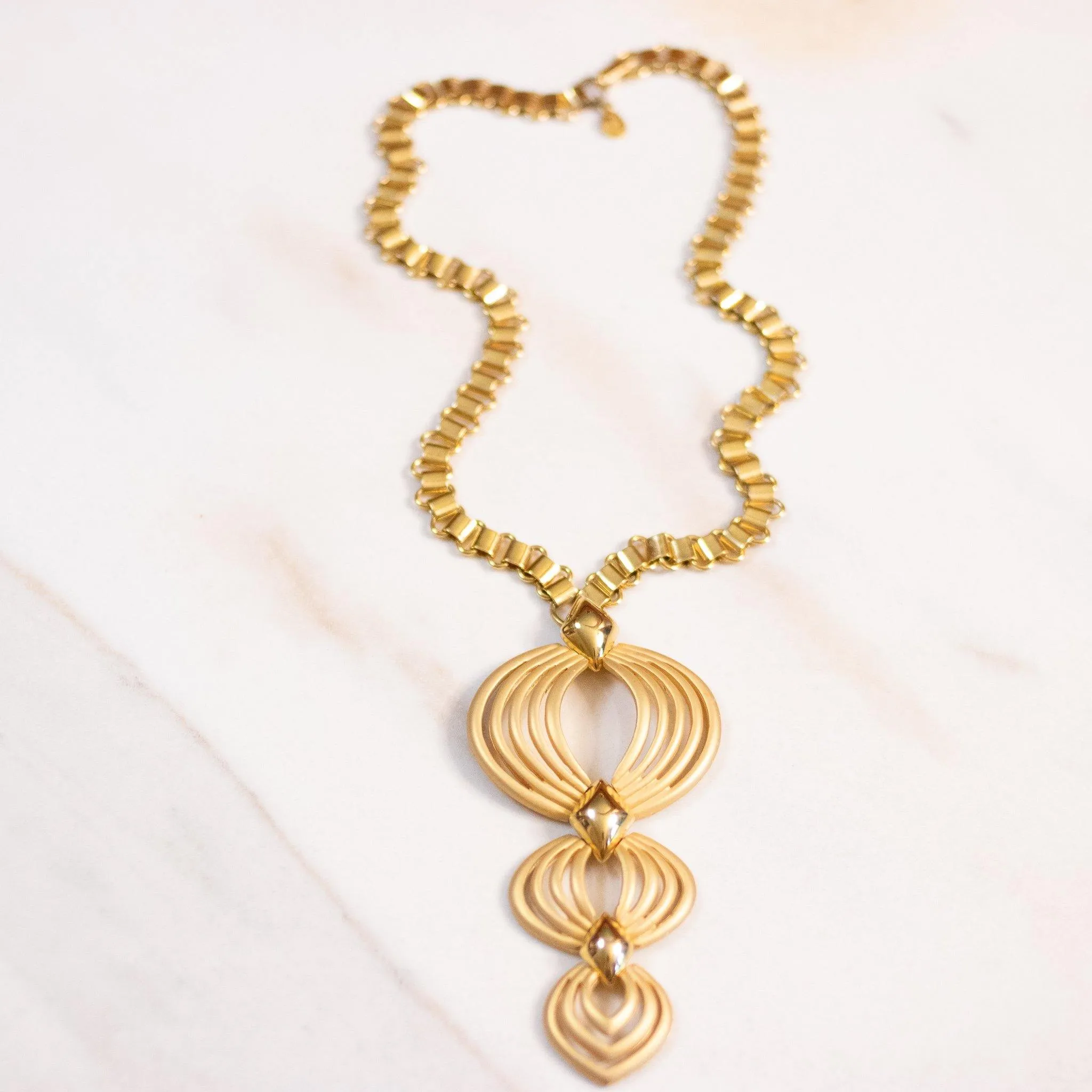 Vintage Hobe Gold Modernist Statement Necklace