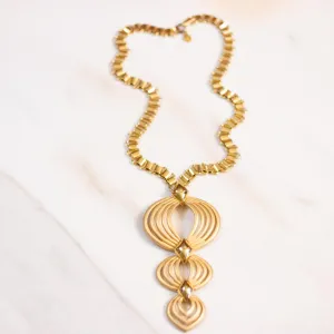 Vintage Hobe Gold Modernist Statement Necklace