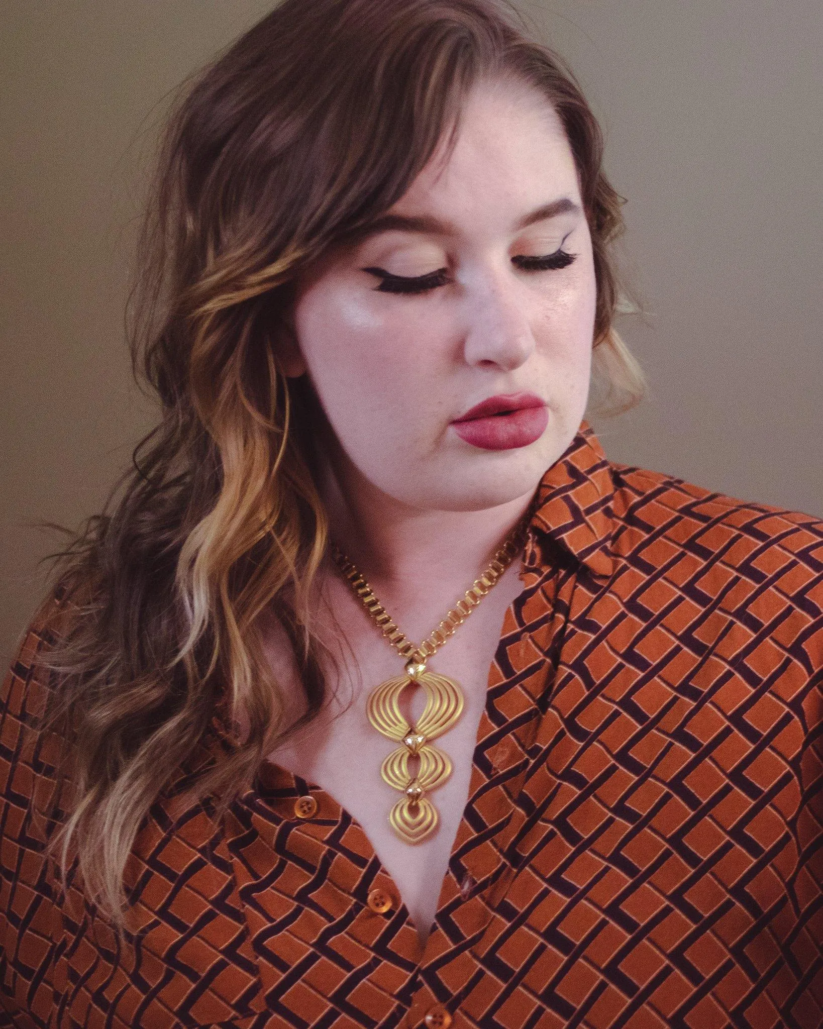 Vintage Hobe Gold Modernist Statement Necklace