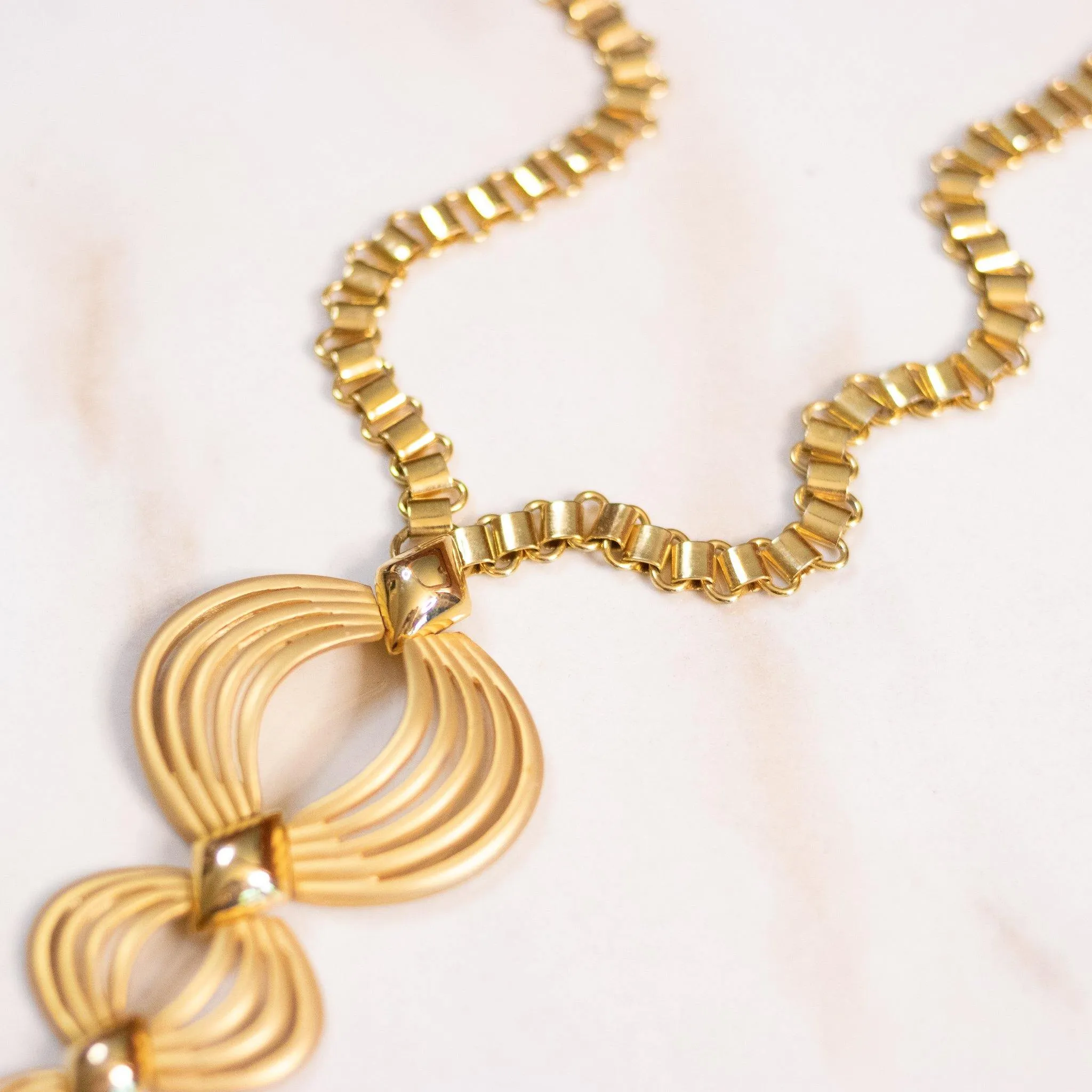 Vintage Hobe Gold Modernist Statement Necklace