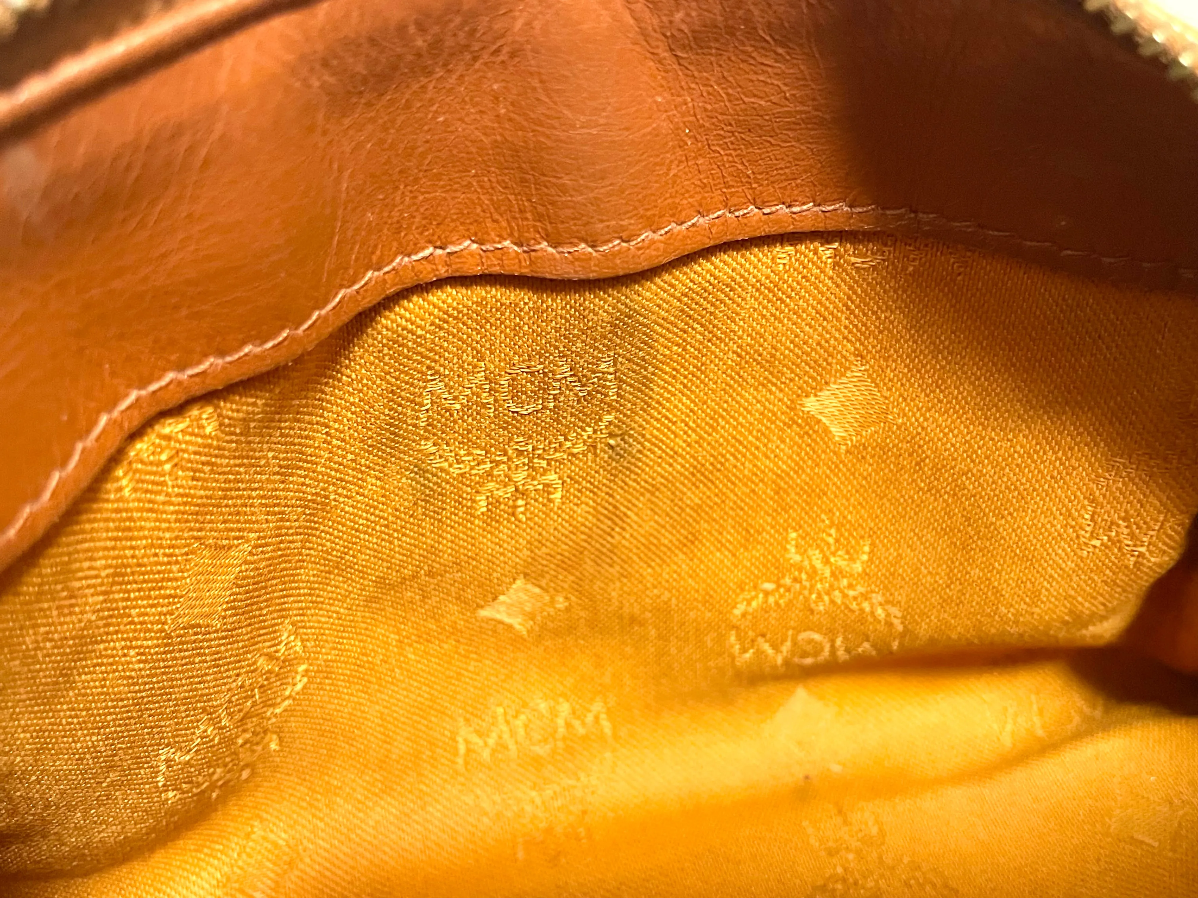 Vintage MCM classic brown monogram mini speedy bag. Must have purse, designed by Michael Cromer. 070108re1