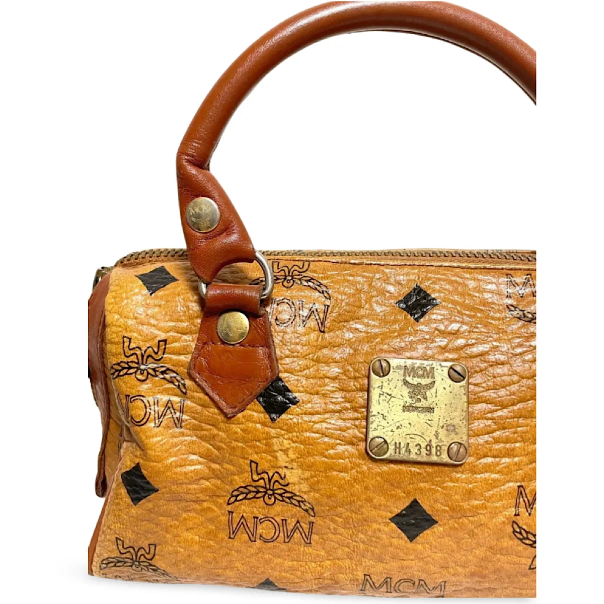 Vintage MCM classic brown monogram mini speedy bag. Must have purse, designed by Michael Cromer. 070108re1