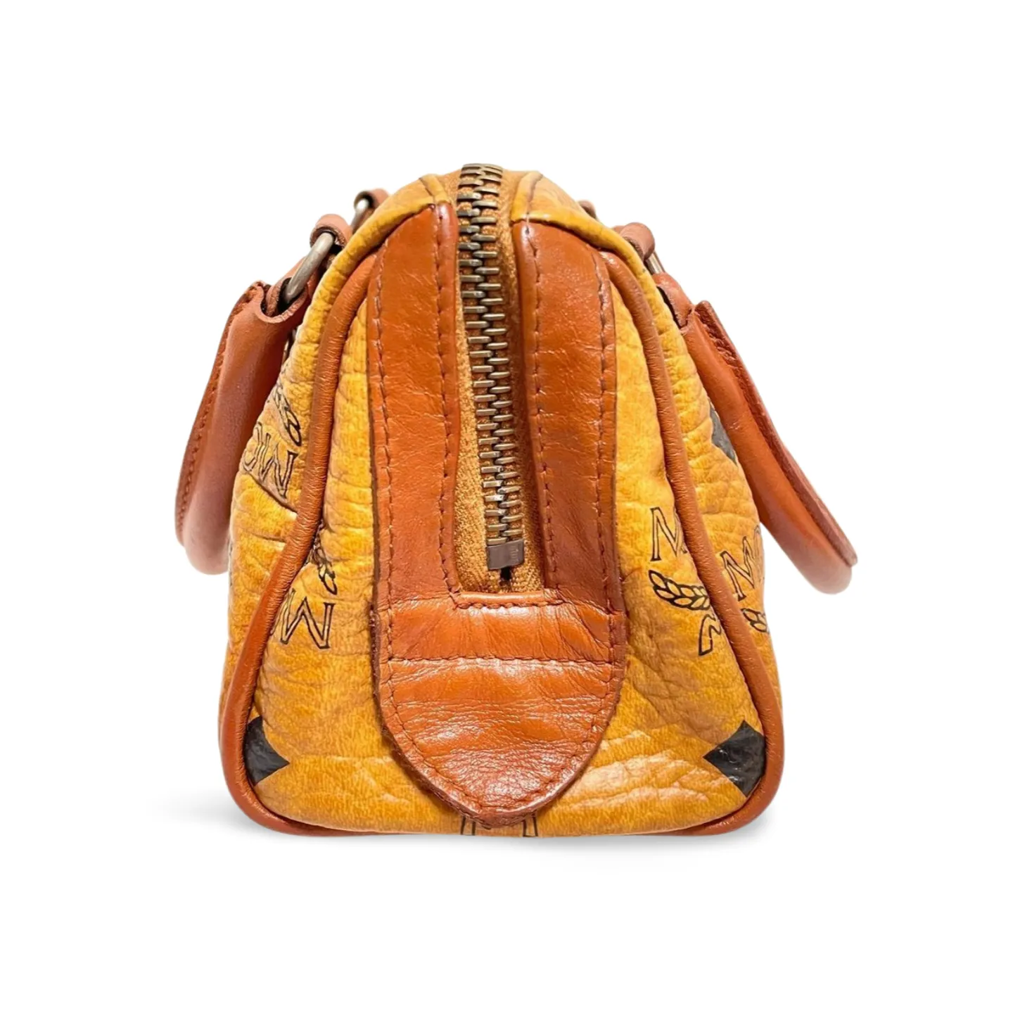 Vintage MCM classic brown monogram mini speedy bag. Must have purse, designed by Michael Cromer. 070108re1