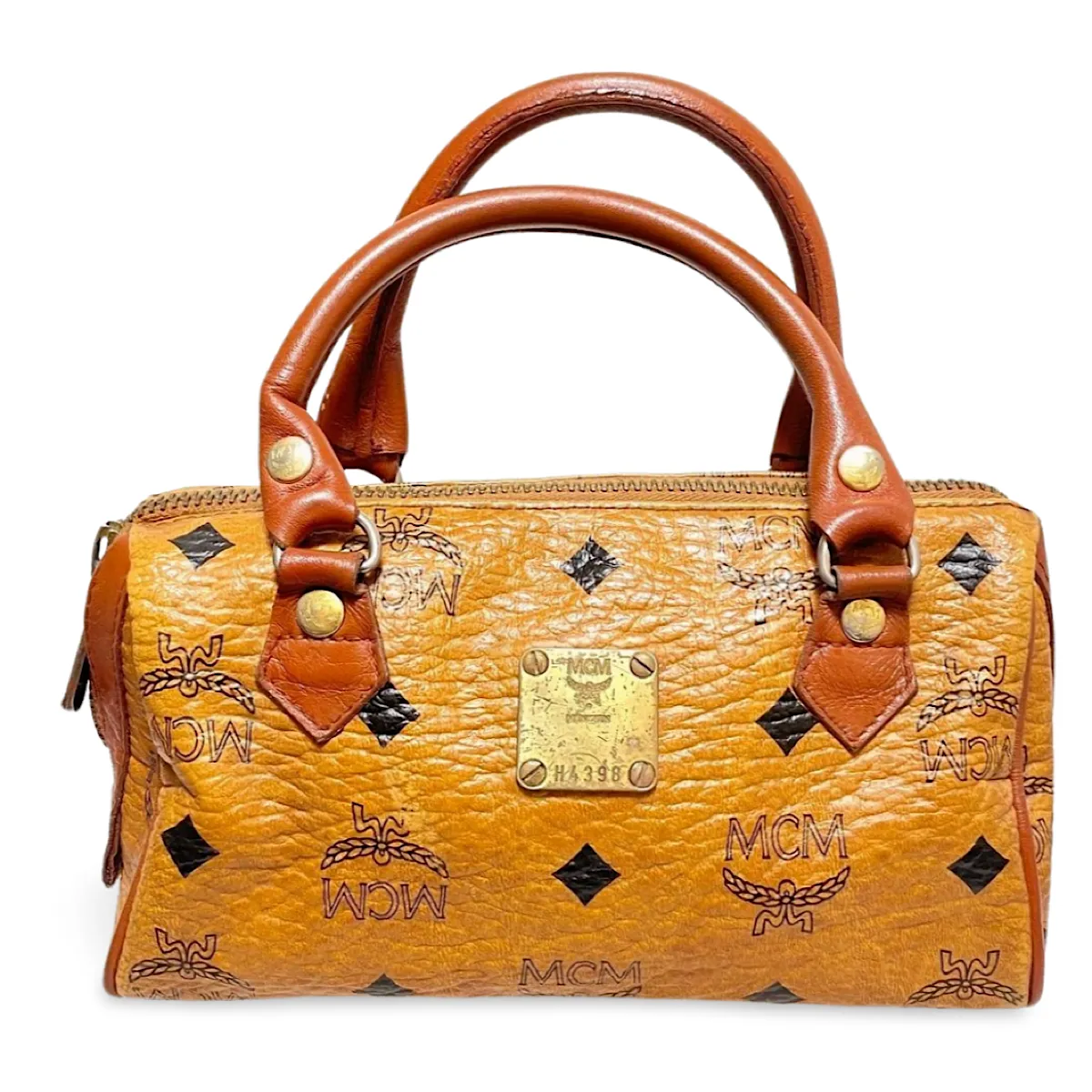 Vintage MCM classic brown monogram mini speedy bag. Must have purse, designed by Michael Cromer. 070108re1
