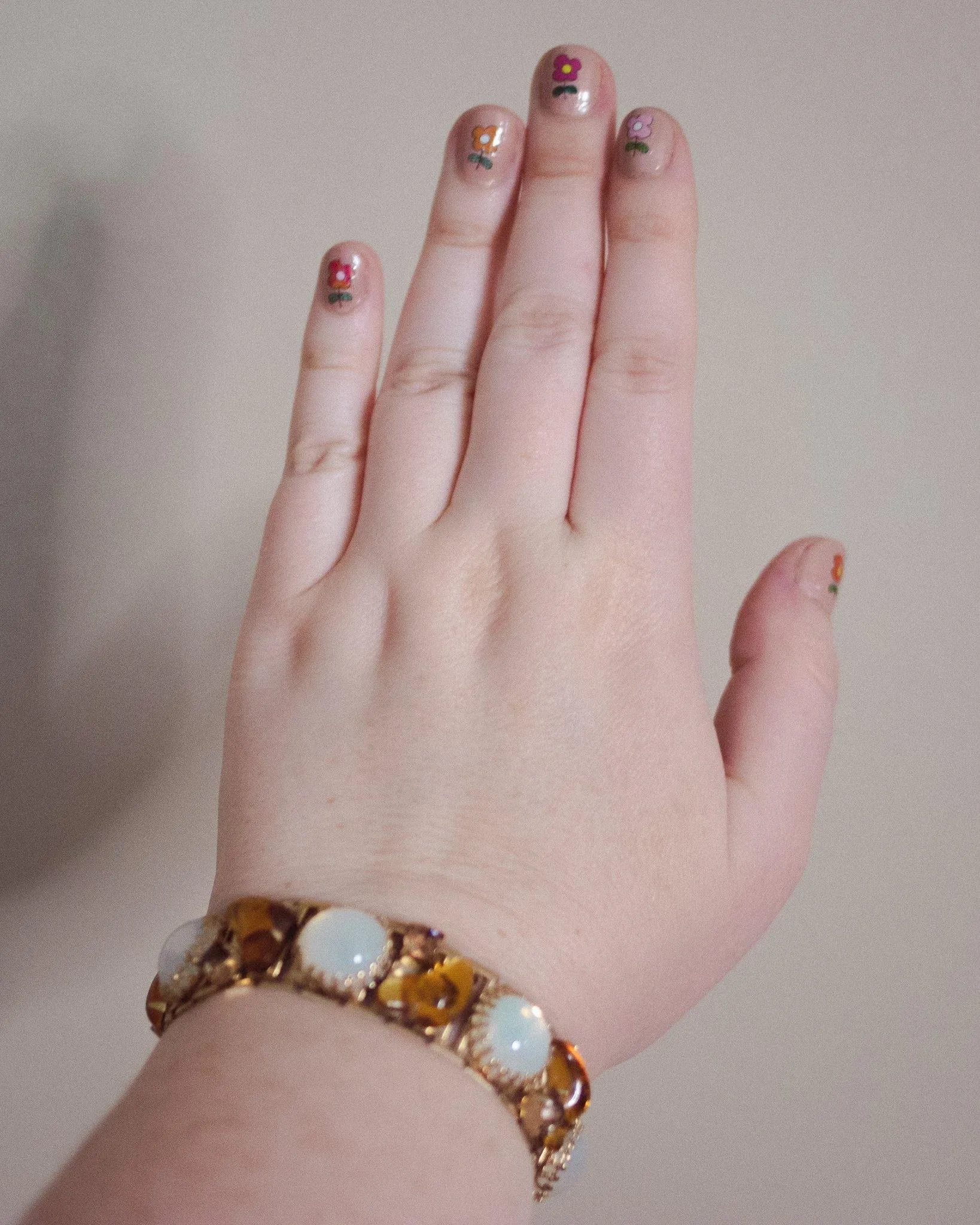 Vintage Opaline Glass and Amber Art Glass Rhinestone Bracelet
