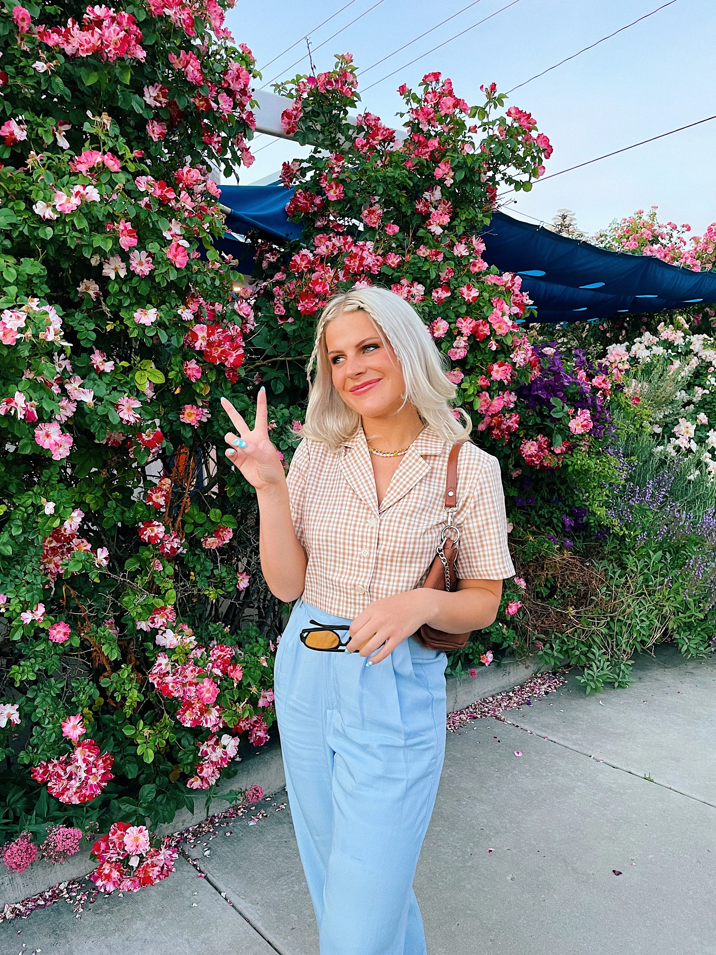 Vintage Summer Checked Top// Tan *HAI'S PICK*