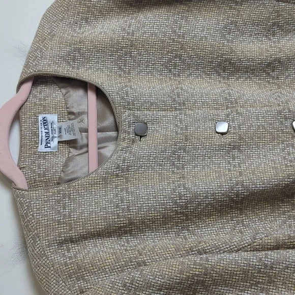 Vintage Virgin Wool Pendleton Dutton Down Jacket Geometric Lined Women's 20W