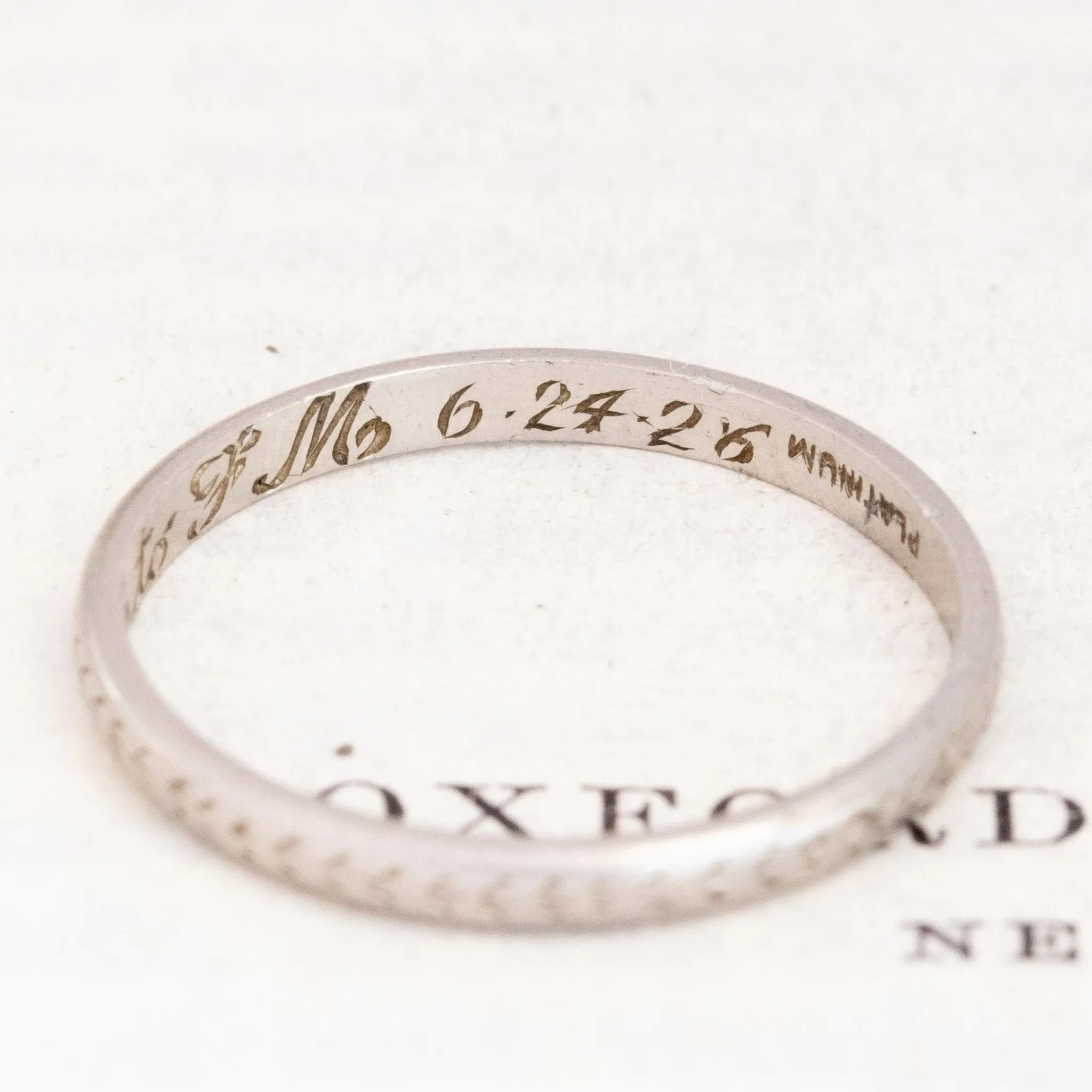 Vintage Wheat Motif Platinum Wedding Band Circa 1926