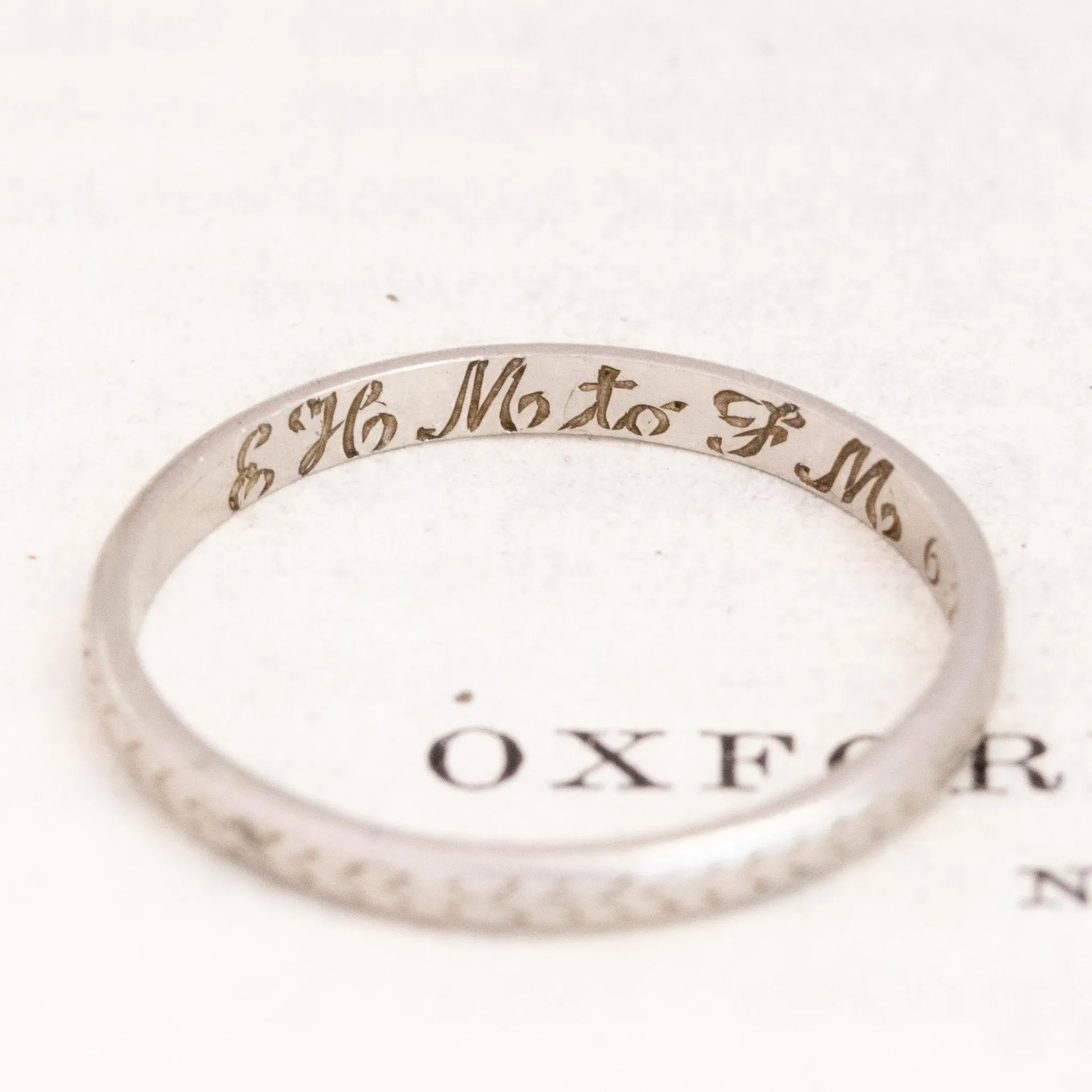 Vintage Wheat Motif Platinum Wedding Band Circa 1926