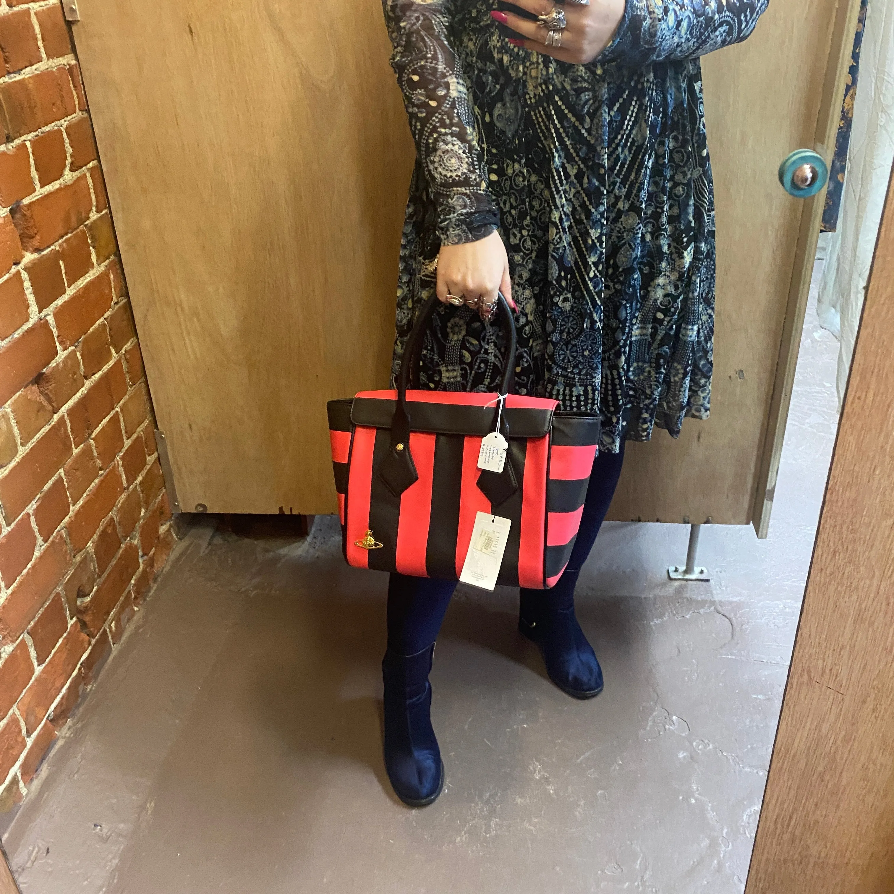 VIVIENNE WESTWOOD striped handbag