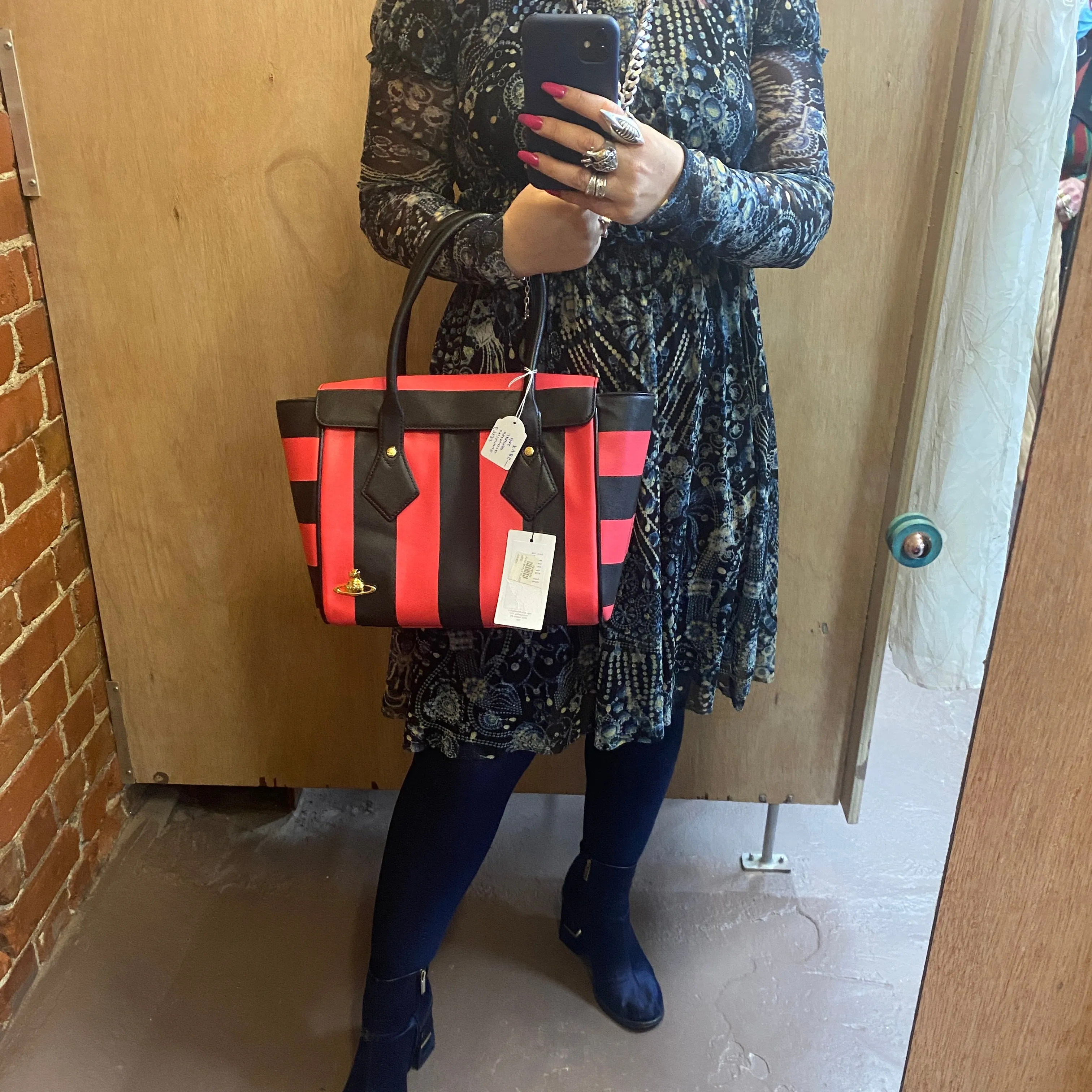 VIVIENNE WESTWOOD striped handbag