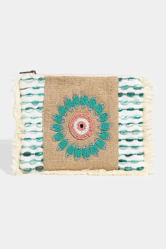 Wander Luxe Evil Eye Fringe Cosmetic Bag