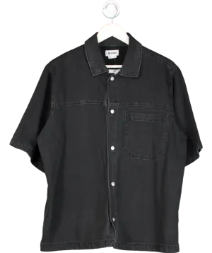 Weekday Black Boxy Denim Shirt UK M