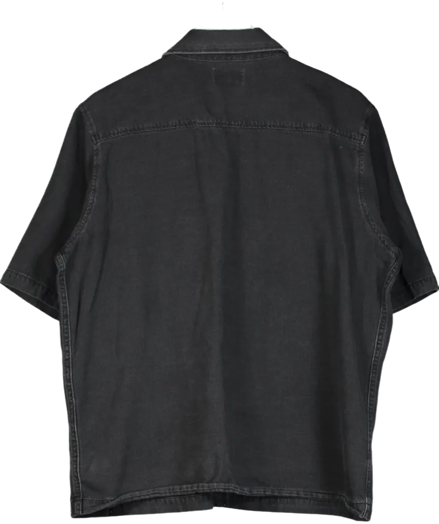 Weekday Black Boxy Denim Shirt UK M