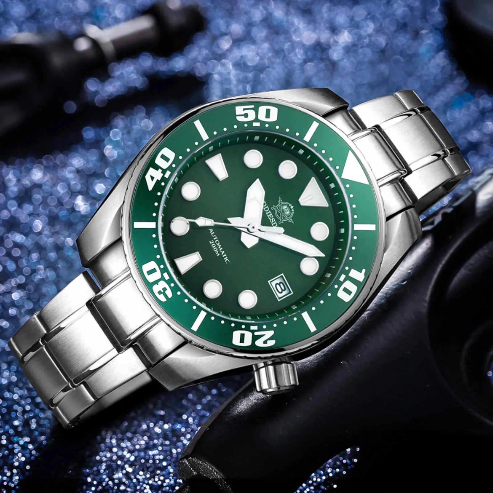★Weekly Deal★ADDIESDIVE® Sumo Green Professional Dive Watch for Men 44.5mm (MY-H10) Black/Green/Blue Dial