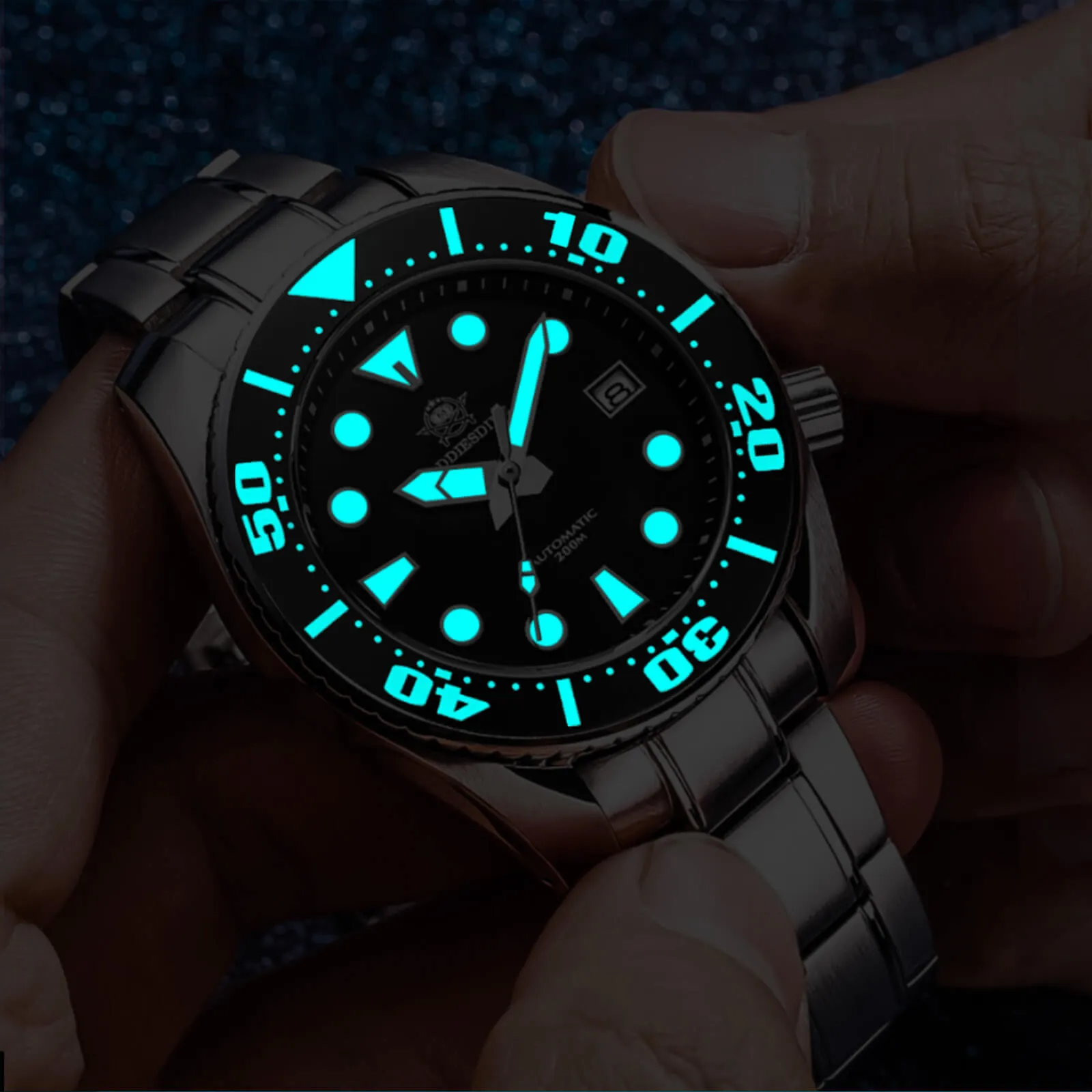 ★Weekly Deal★ADDIESDIVE® Sumo Green Professional Dive Watch for Men 44.5mm (MY-H10) Black/Green/Blue Dial