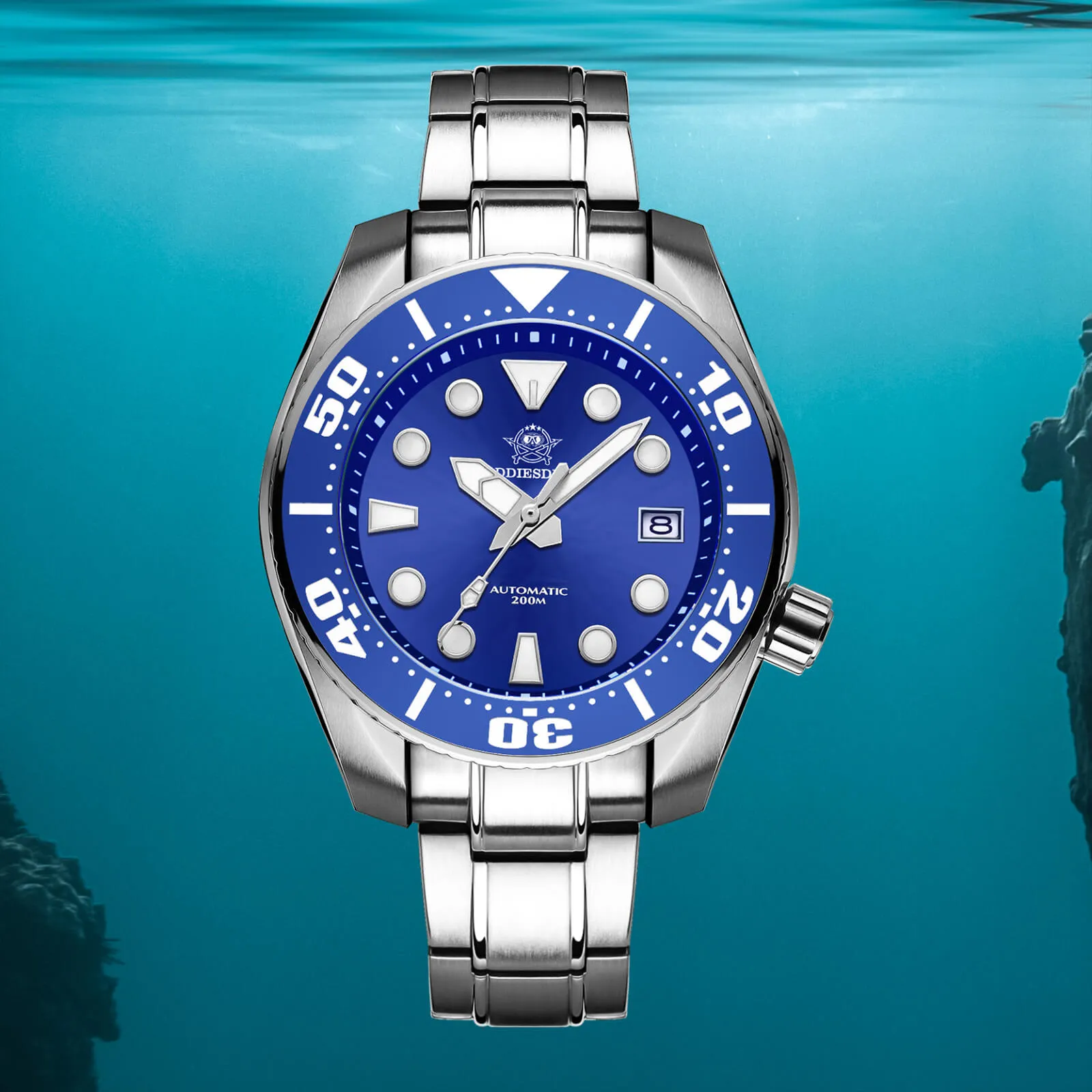 ★Weekly Deal★ADDIESDIVE® Sumo Green Professional Dive Watch for Men 44.5mm (MY-H10) Black/Green/Blue Dial