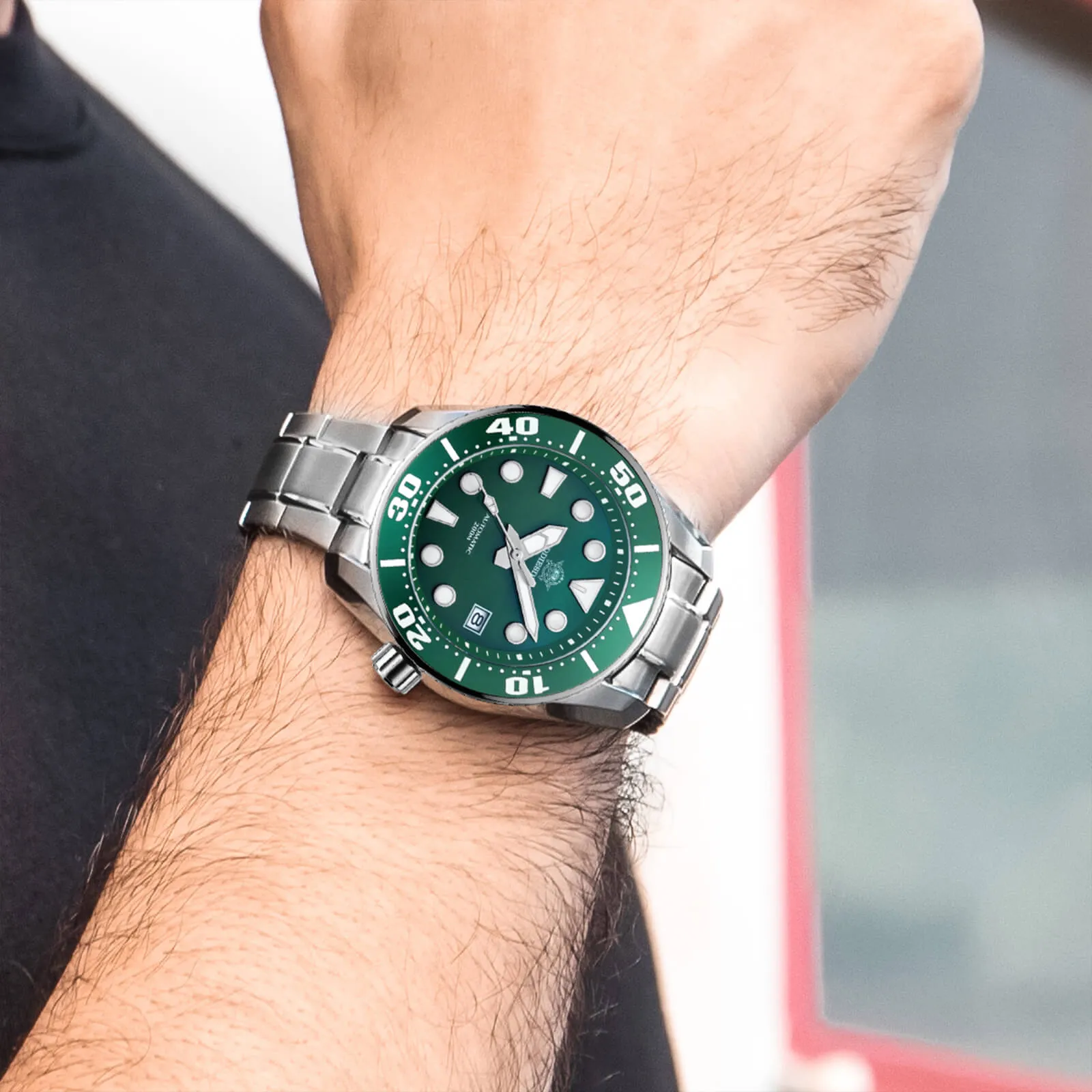 ★Weekly Deal★ADDIESDIVE® Sumo Green Professional Dive Watch for Men 44.5mm (MY-H10) Black/Green/Blue Dial