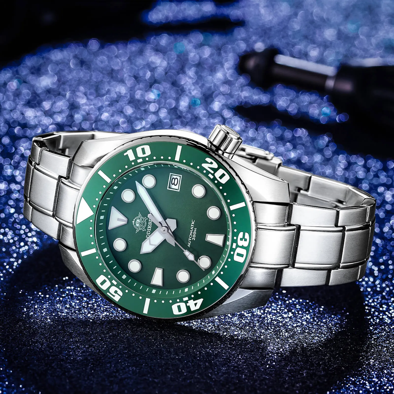 ★Weekly Deal★ADDIESDIVE® Sumo Green Professional Dive Watch for Men 44.5mm (MY-H10) Black/Green/Blue Dial