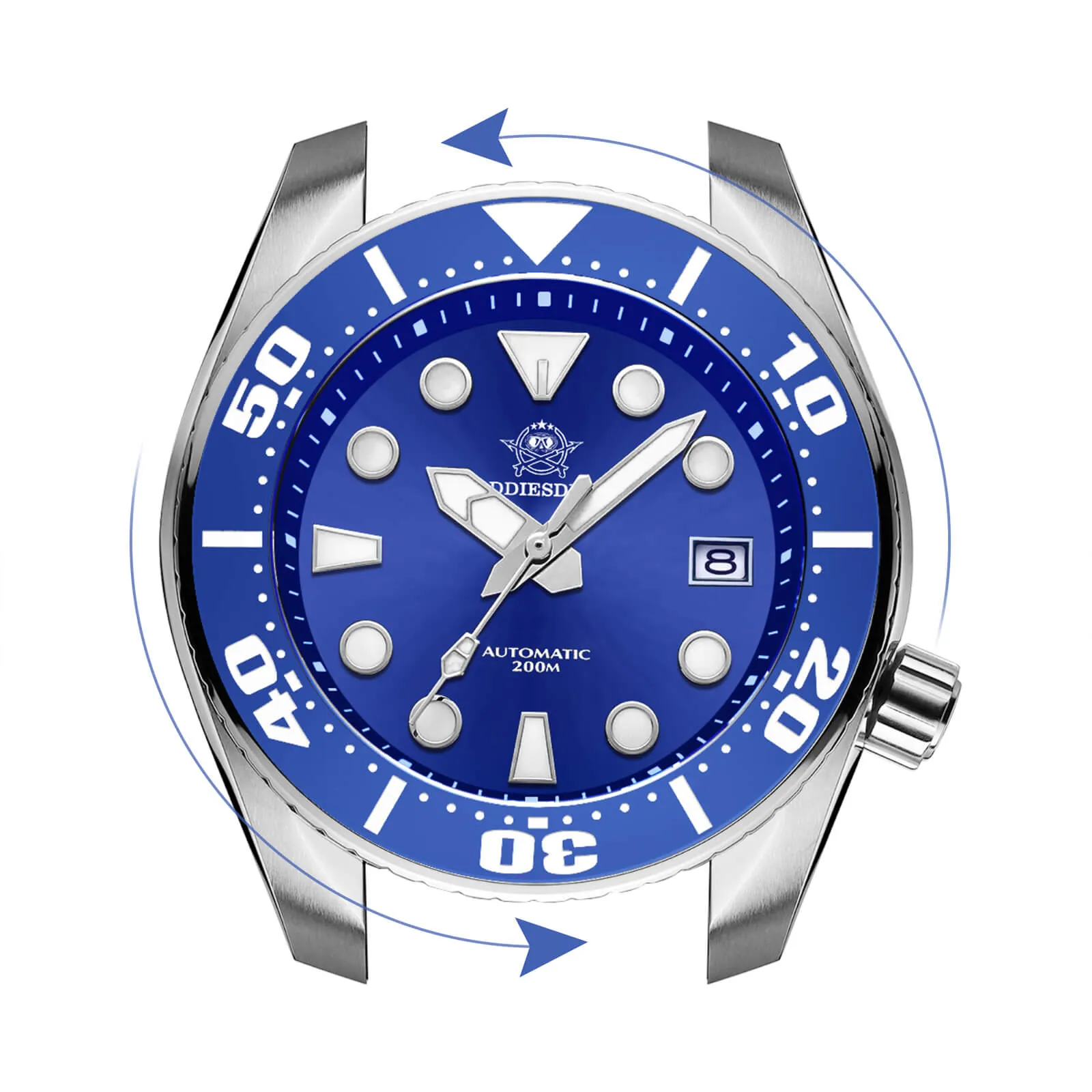 ★Weekly Deal★ADDIESDIVE® Sumo Green Professional Dive Watch for Men 44.5mm (MY-H10) Black/Green/Blue Dial