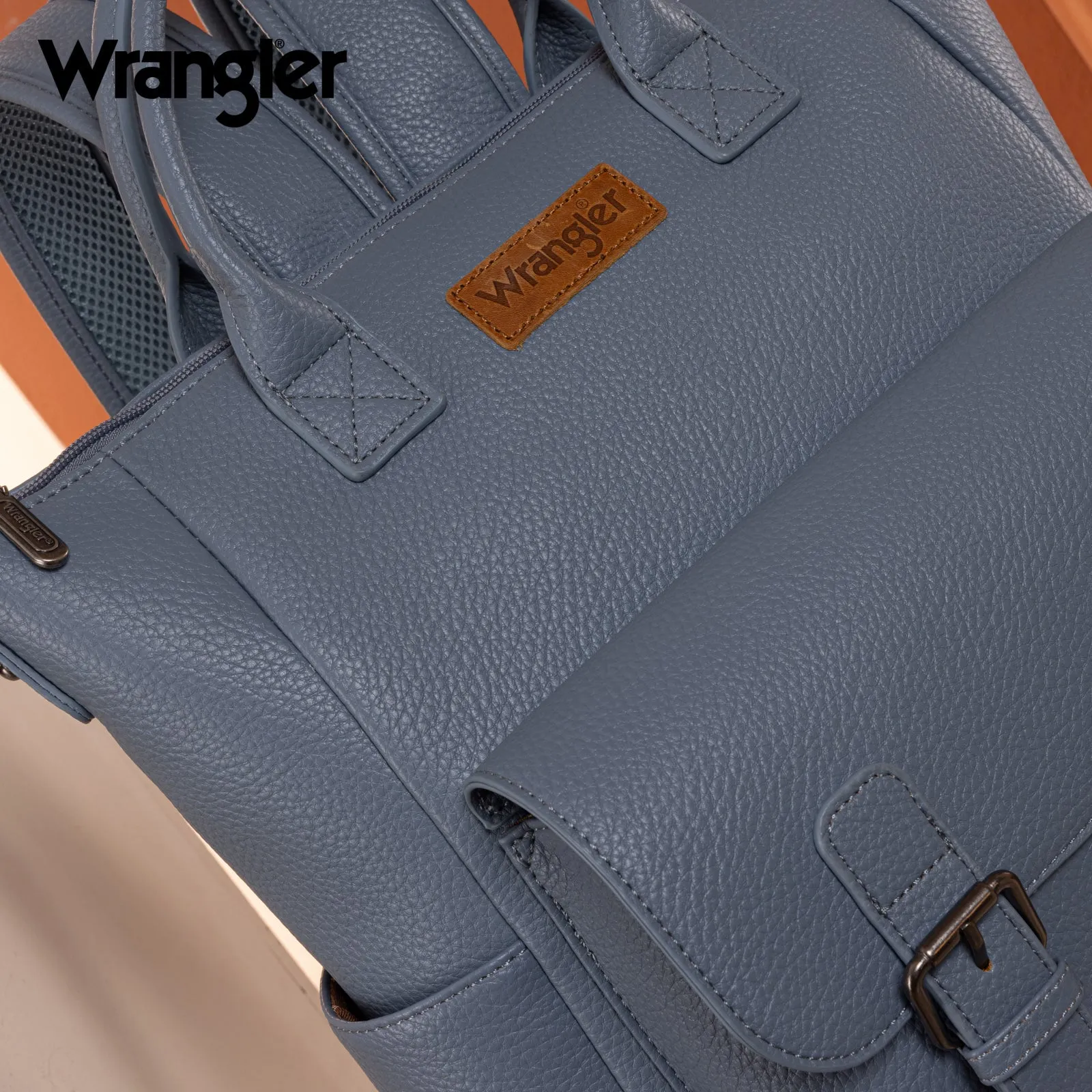 WG175-9110  Wrangler  Cow Print Tote/Shoulder Bag Convertible Backpack - Jean