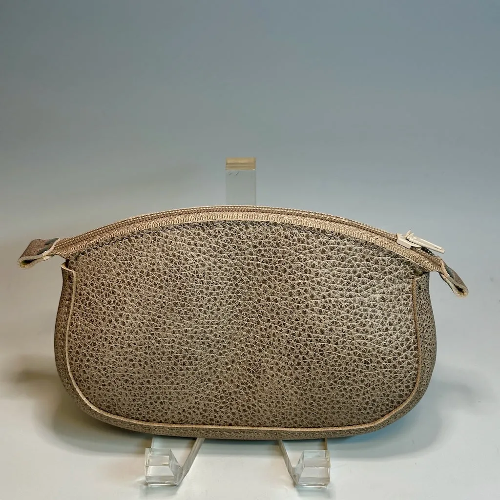 WIDE GUSSET PEBBLE LEATHER CARRY ALL ZIPPER POUCH IIW104